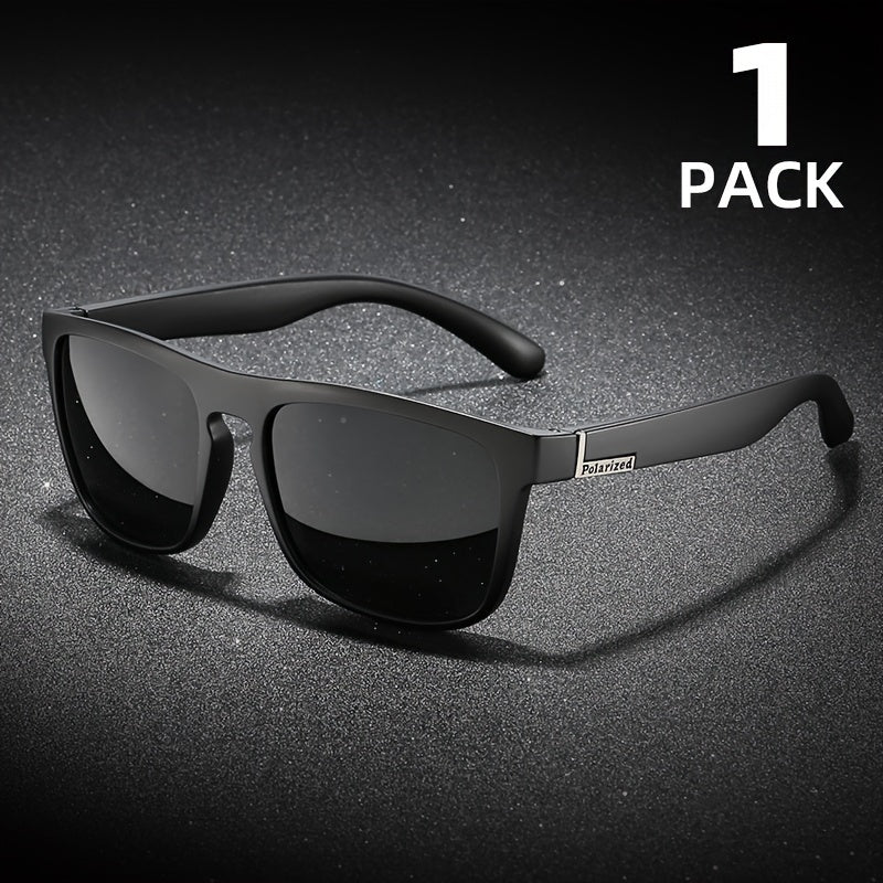 Men's Square Polarized Sunglasses 2 Pairs Outdoor Sports Fishing Driving Stylish Metal Hinges