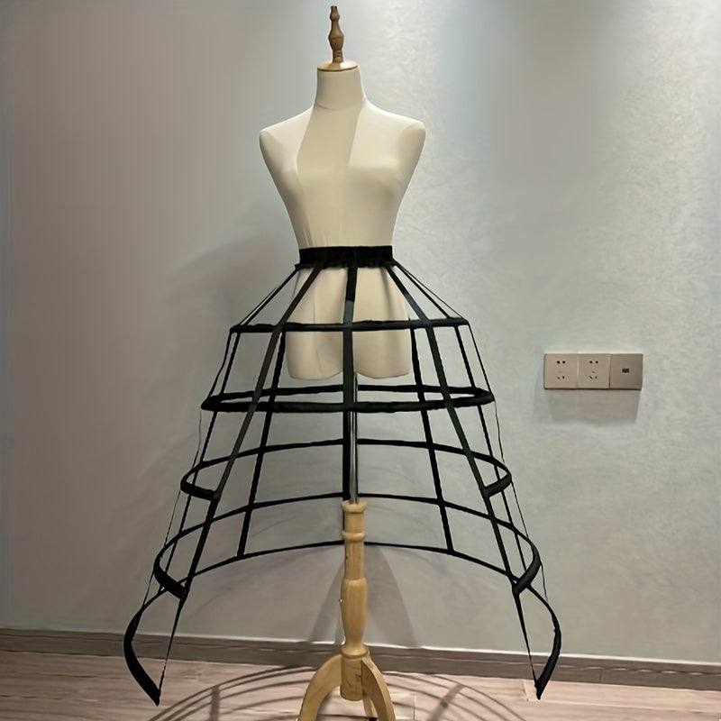 Victorian Gothic Petticoat with Adjustable Split Crinoline Hoop Skirt Support for Women