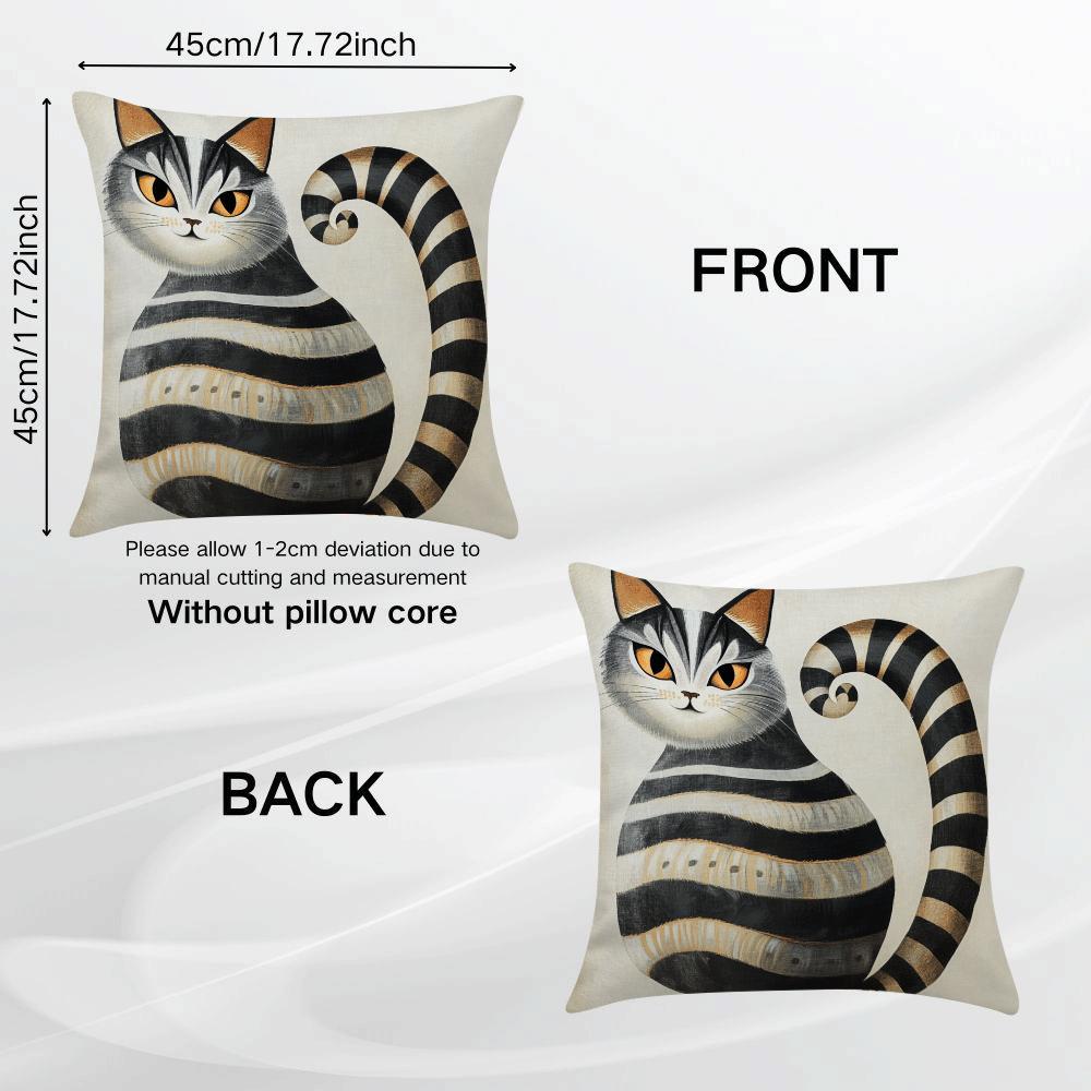 Cat-Themed Decorative Cushion Cover 45cm Polyester Machine Washable for Living Room Bedroom