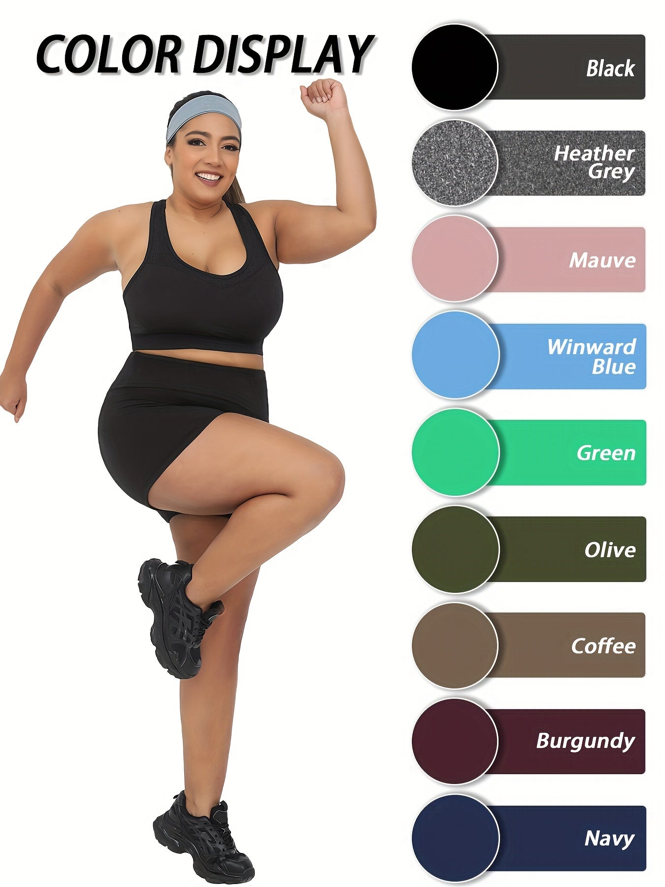 Plus Size Women High-Waisted Biker Shorts Super Soft Tummy Control Blue