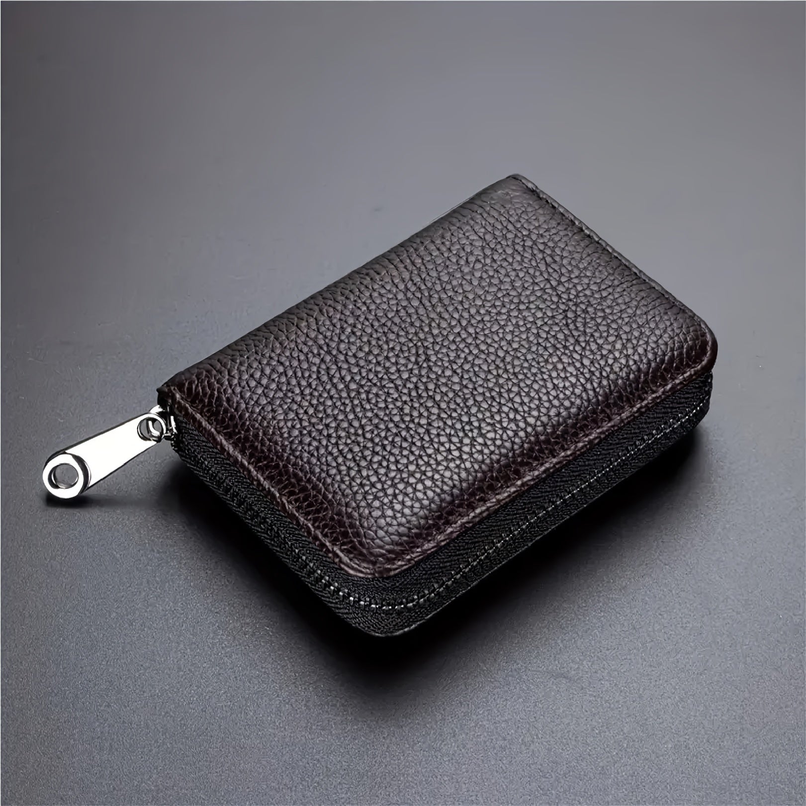Mini Minimalist Faux Leather Wallet with Zipper Coin Purse and Card Slots