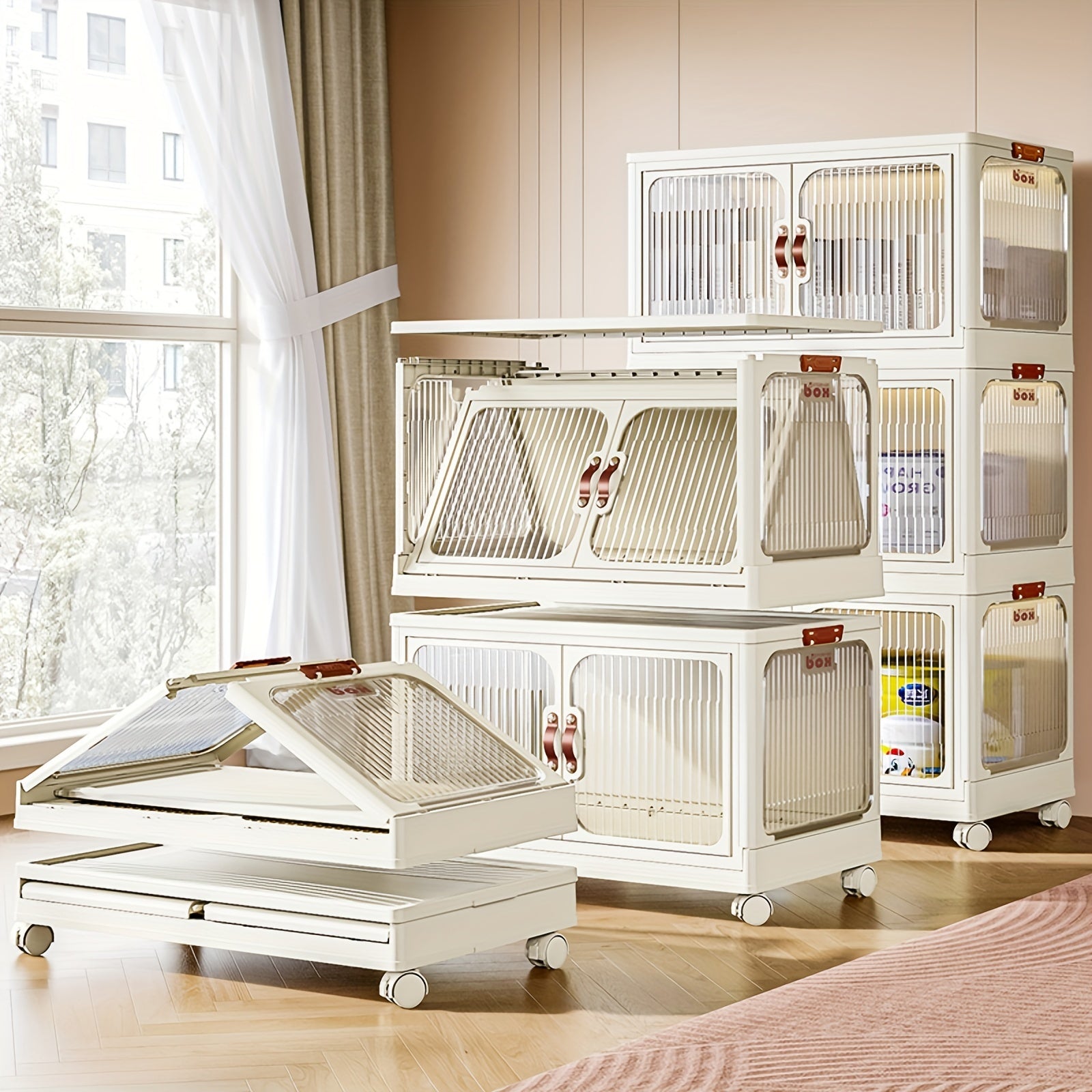 1 dona Egiluvchi Saqlash Qutisi, ikki eshikli, talabalar yotoqxonalari va uyda tartibga solish uchun ideal.