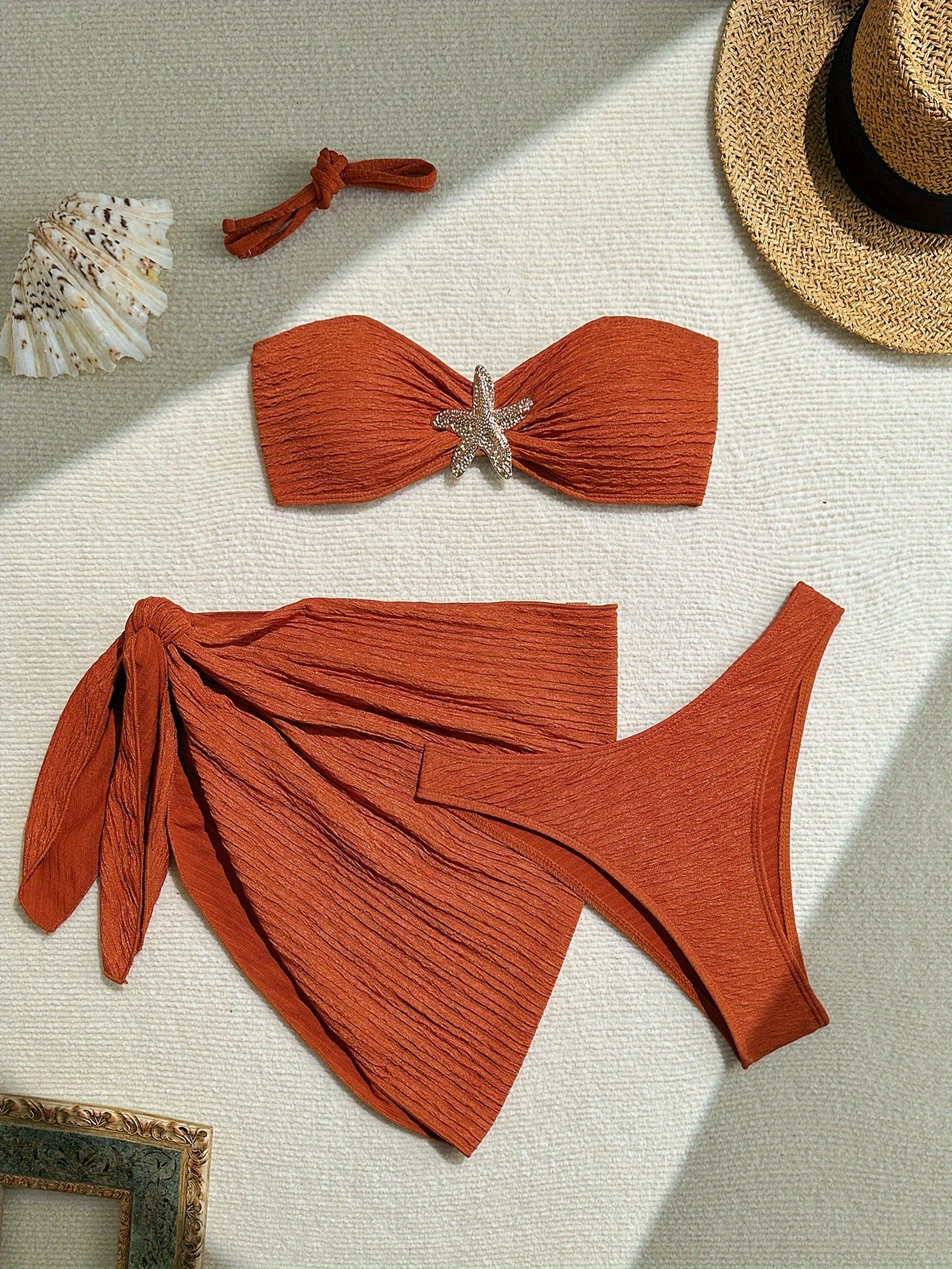 Women's Solid Color Bikini Set with Knit Fabric Medium Stretch for Summer Beachwear