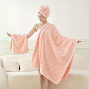 Large Pink Coral Fleece Bath Towel Ultra-Soft Absorbent Lint-Free Stylish