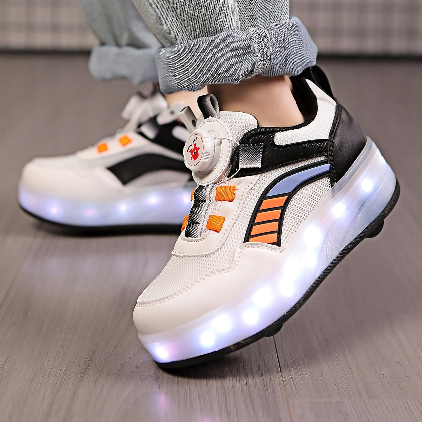 Kids' LED Flash Roller Skates for Boys and Girls, USB Rechargeable, Indoor Outdoor, All-Season