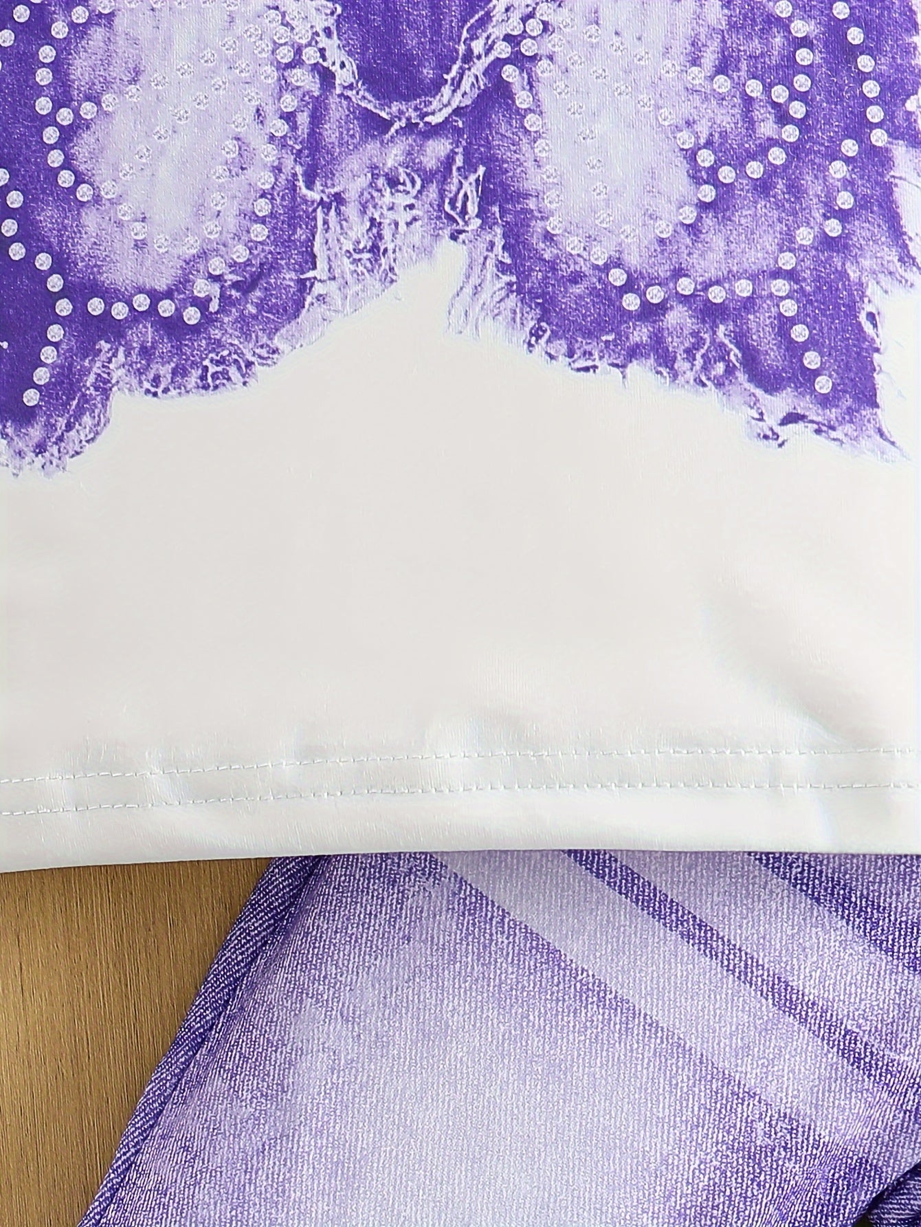 Kids' Casual Set Short Sleeve Top and Split Denim Micro Bell Pants Polyester Animal Pattern