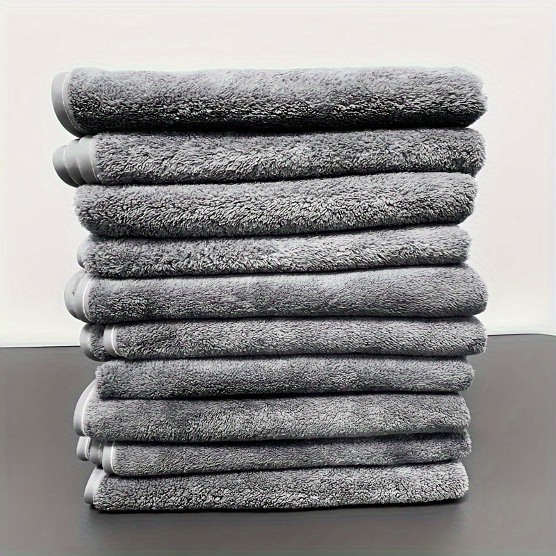 10-Pack Coral Fleece Towels Ultra-Soft Polyester Blend Quick-Dry Space-Themed Bath and Gym Towels