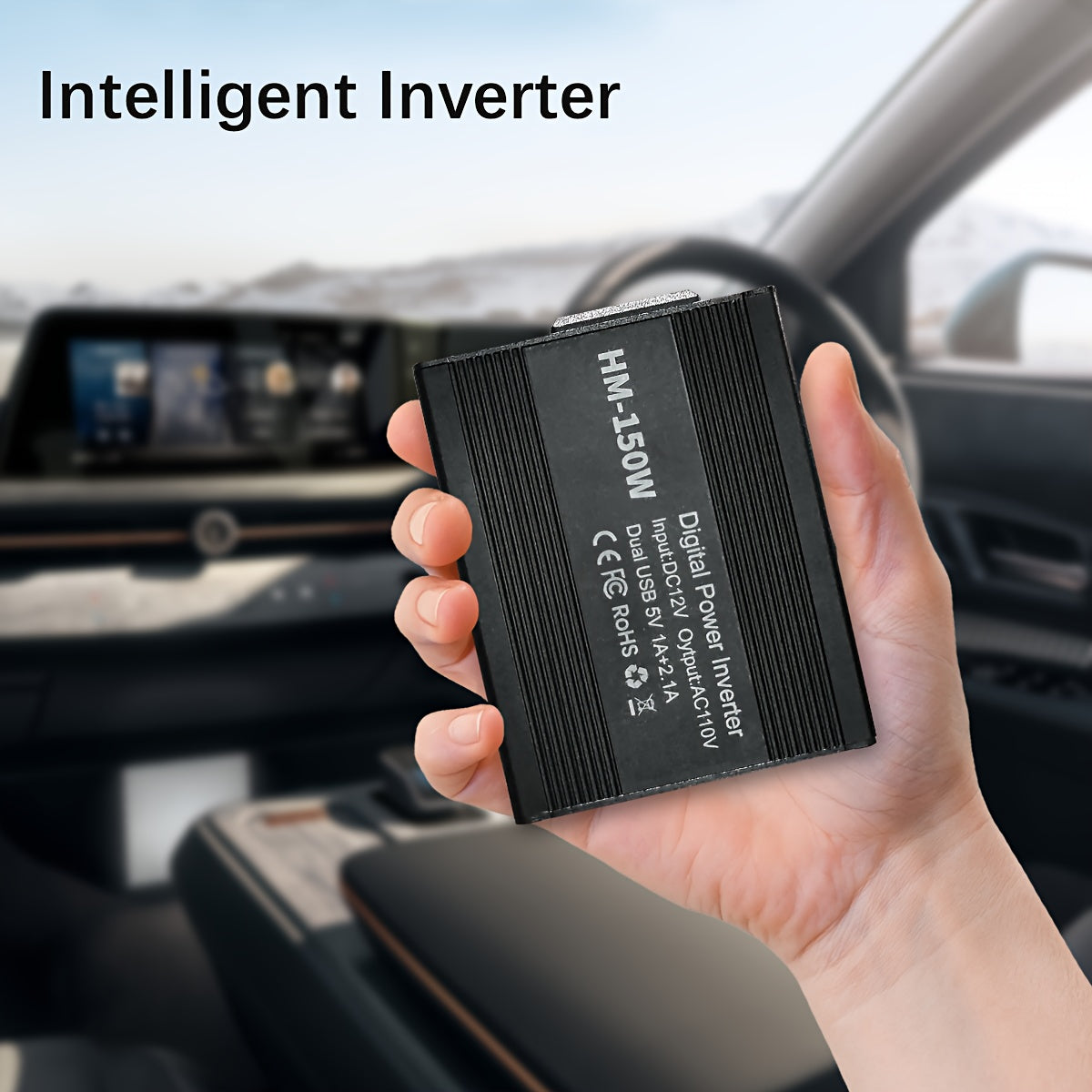 150W Car Power Inverter with 2 USB Ports and 110V Power Jack