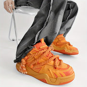 Men's Casual Low Top Sneakers Rubber Sole PU Fabric Solid Color All-Season