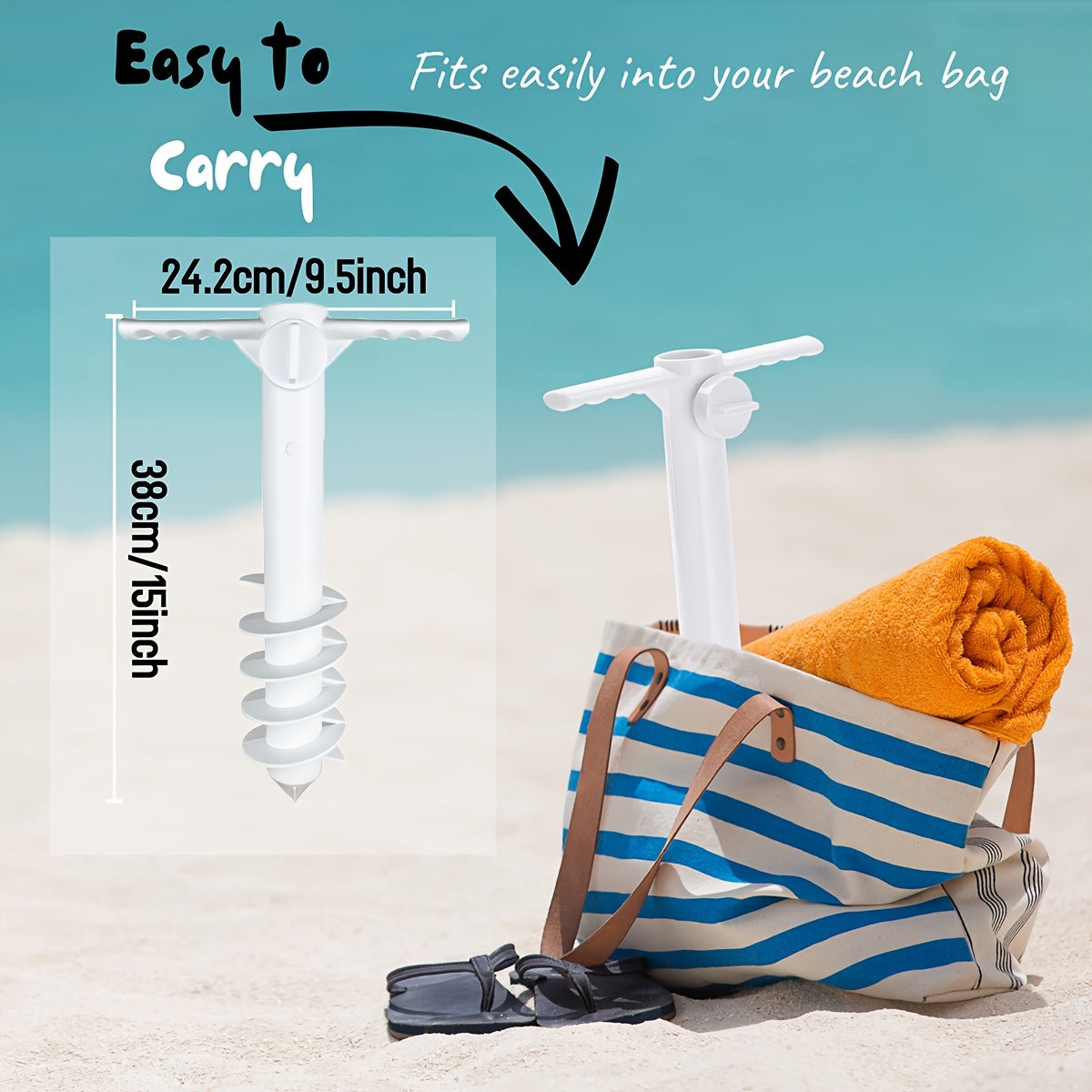 Heavy Duty Beach Umbrella Anchor with 5 Spiral Screws for Strong Winds