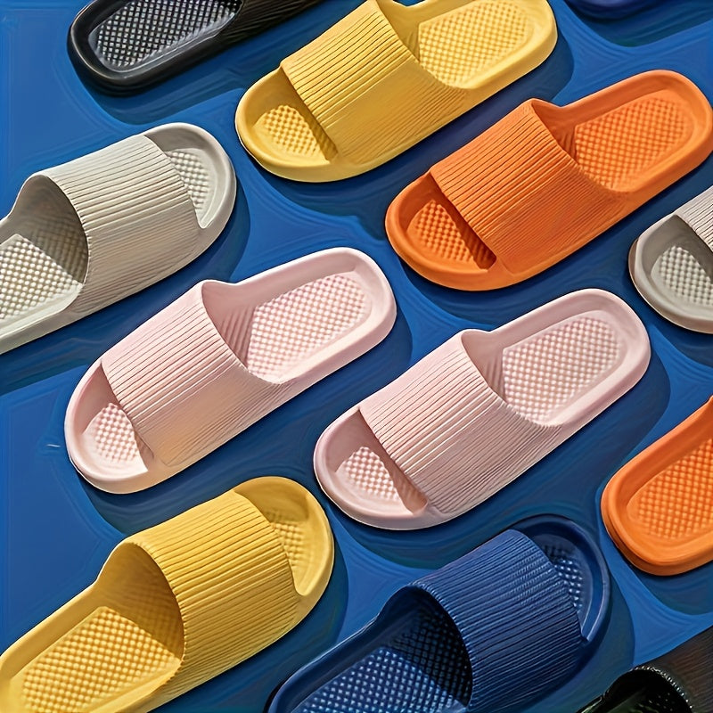 Unisex EVA Non-Slip Slippers Minimalist Striped Design for Home and Beach