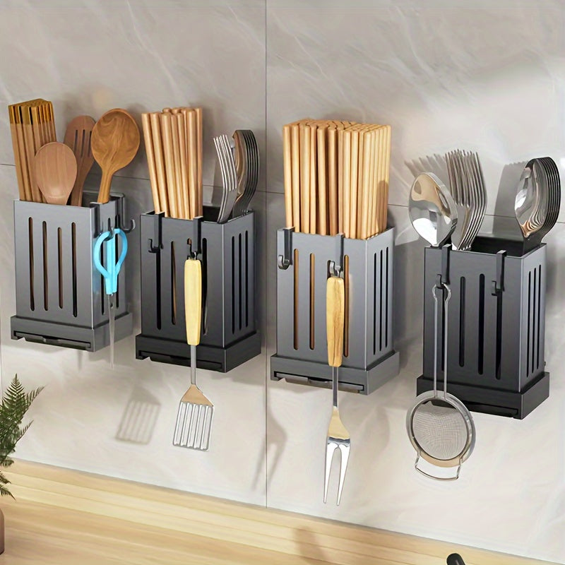 Multifunctional Kitchen Utensil Holder Wall Mount or Countertop Plastic Organizer