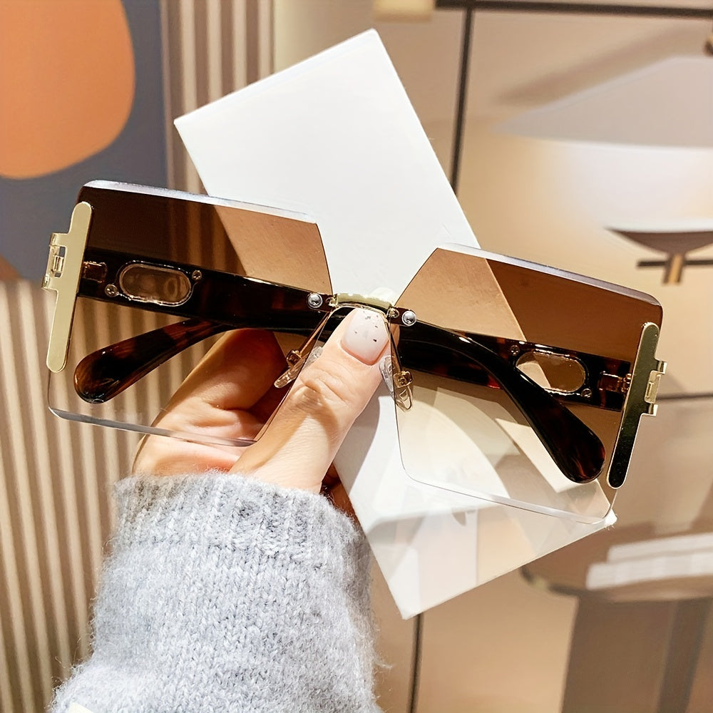 Ayollar va erkaklar uchun katta o'lchamdagi kvadrat ramkasiz quyosh ko'zoynaklari yozgi moda ko'zoynaklari