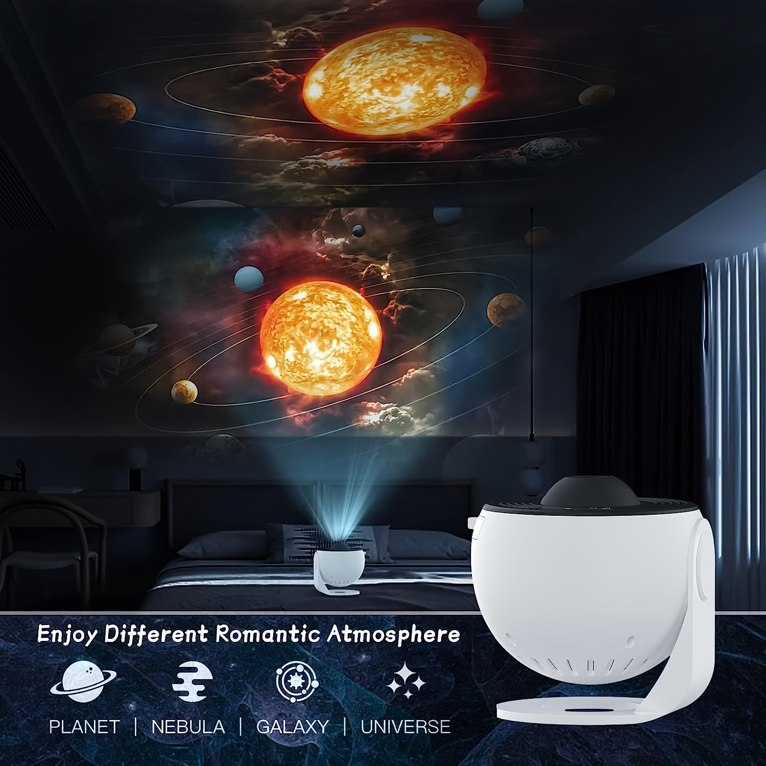 13-in-1 Galaxy Star Projector Night Light with 360° Rotation and Adjustable Lighting for Bedroom and Living Room