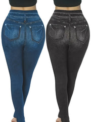 Plus-Size Women's Stretchy Denim Two-Piece Set All-Season Casual