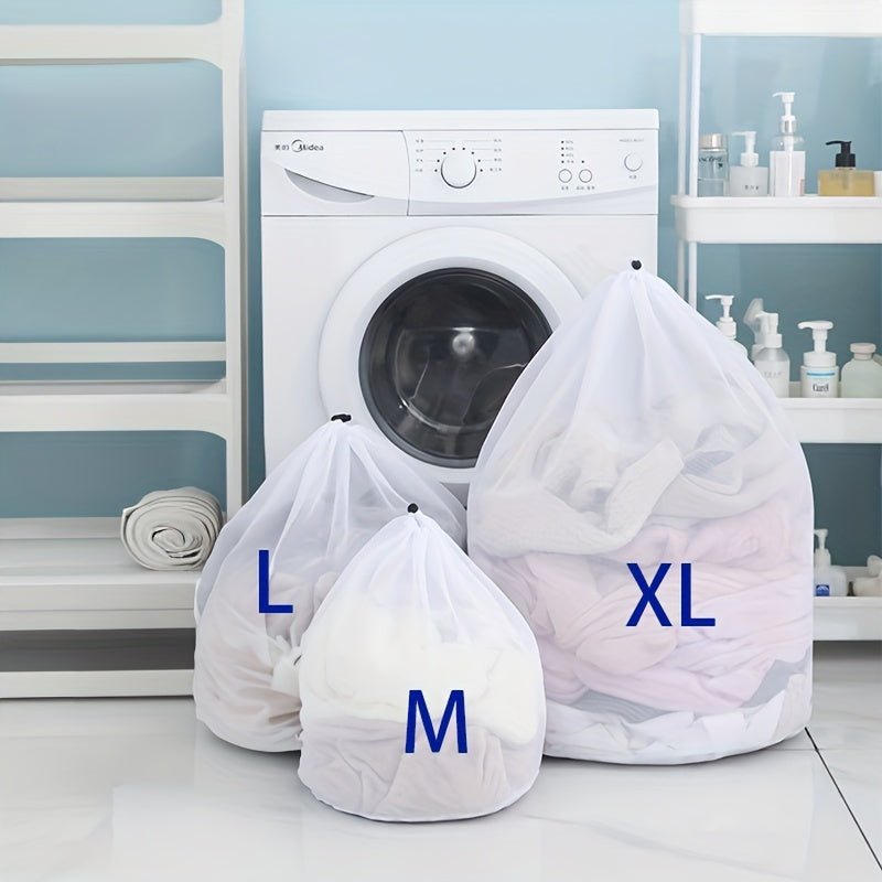 Mesh Laundry Bags Set, Polyester, Large, Drawstring Closure, Machine Washable