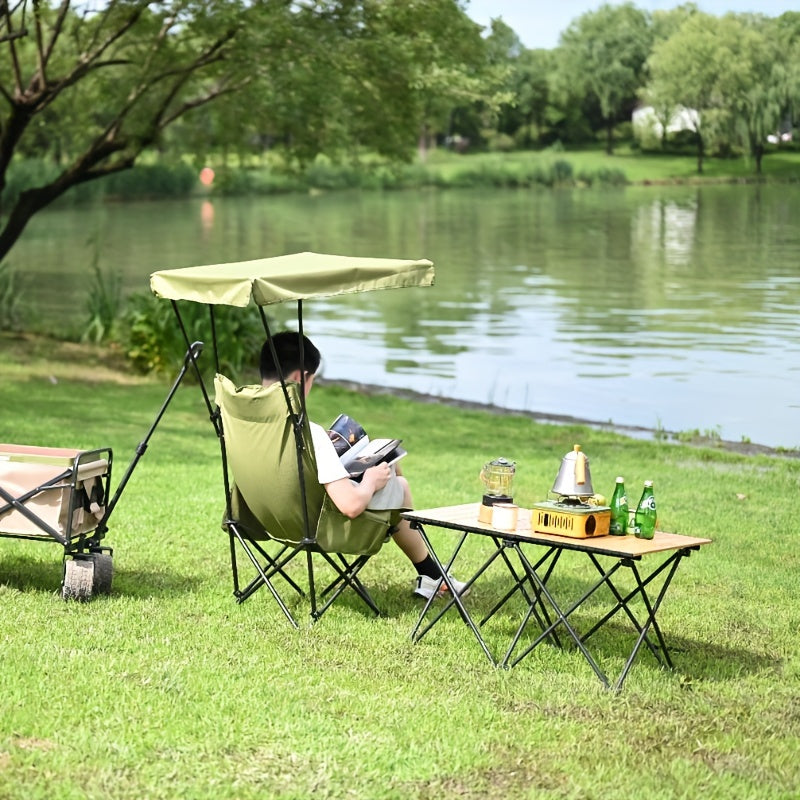 Portable Camping Chair with Sun Shade Canopy, Adjustable, Lightweight, Supports Up to 330 lbs