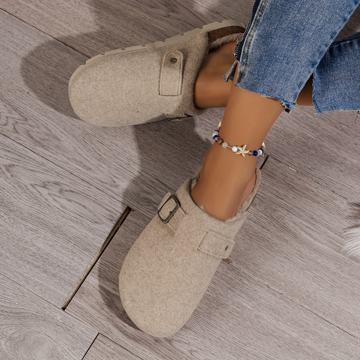 Женские тапочки с флисовой подкладкой, теплые, легко надеваются, уютные, с толстой подошвой