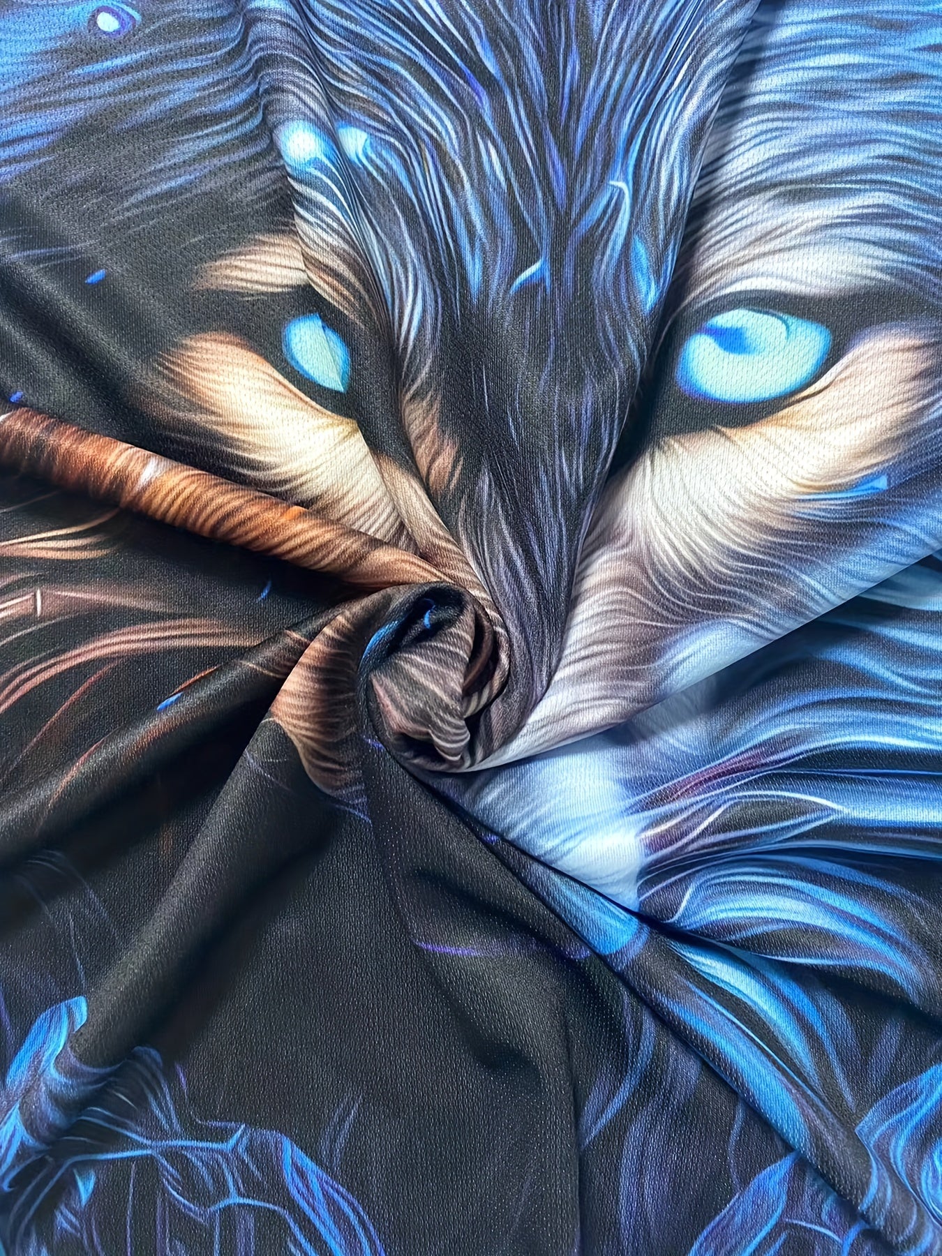 Men's Plus Size Wolf Print Tank Top Breathable Polyester Spandex Summer Fitness