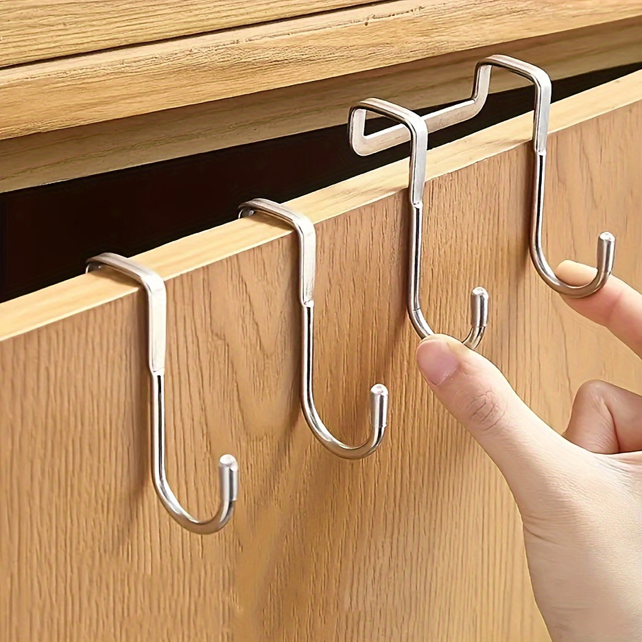 Stainless Steel S-Shaped Double Hooks for Dorms and Bathrooms Adhesive-Free Closet Hooks