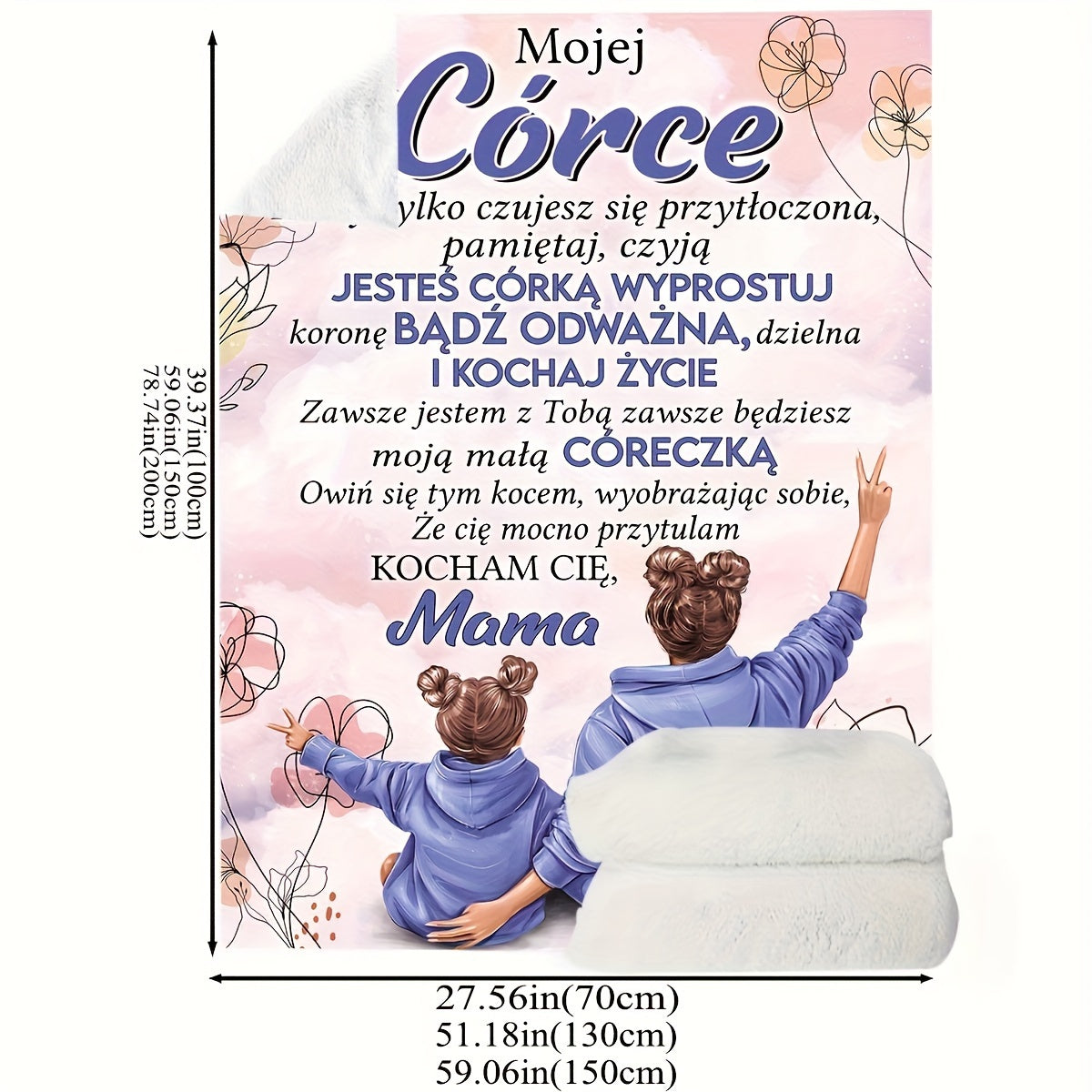 Mother-Daughter Fleece Blanket for Cozy Snuggling Warm Throw Bed Couch