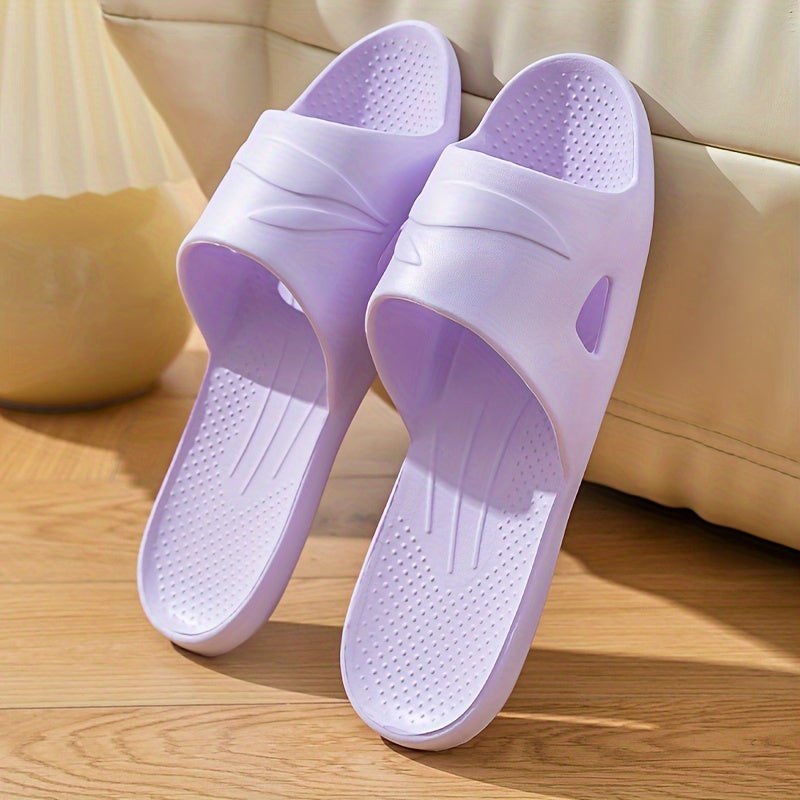 Unisex Solid Color Slip-On Slides Lightweight Bathroom Home Slides