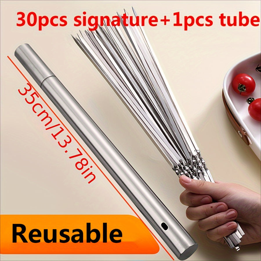 Stainless Steel Barbecue Skewers Set for Grilling and Outdoor Picnics 50/30 Pieces