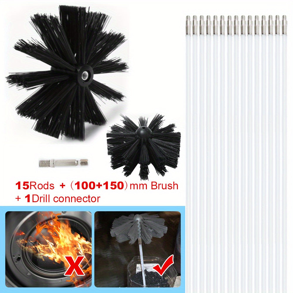 Particle Furnace Cleaning Brush for Chimneys and Dryer Vents, Flexible Rods 2.38m-5.89m