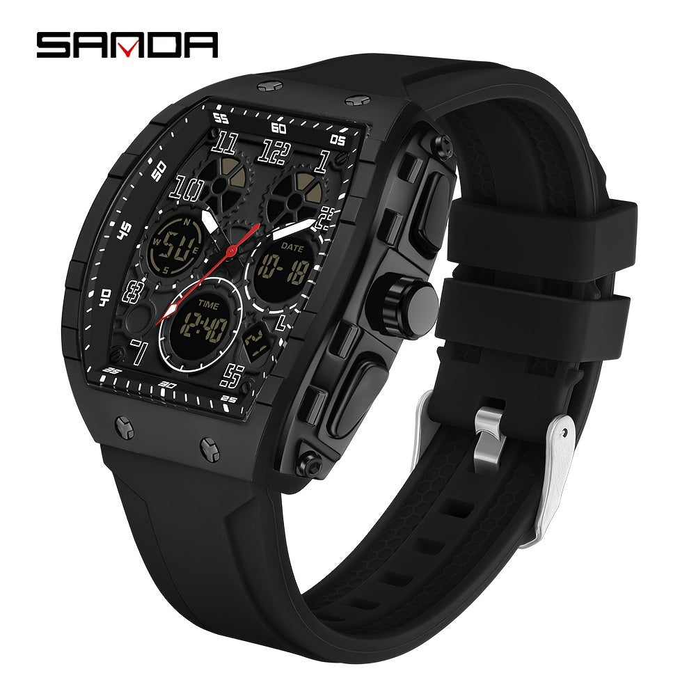 Men's Military Sports Wristwatch Silicone Strap Waterproof LED Clock Multiple Functions