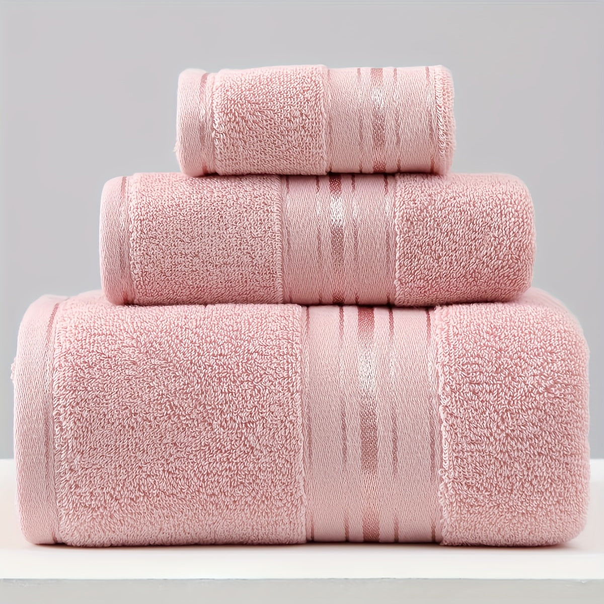 Cotton Towel Set 3 Pieces Includes Washcloth Hand Towel Bath Towel Absorbent Quick-Drying Soft
