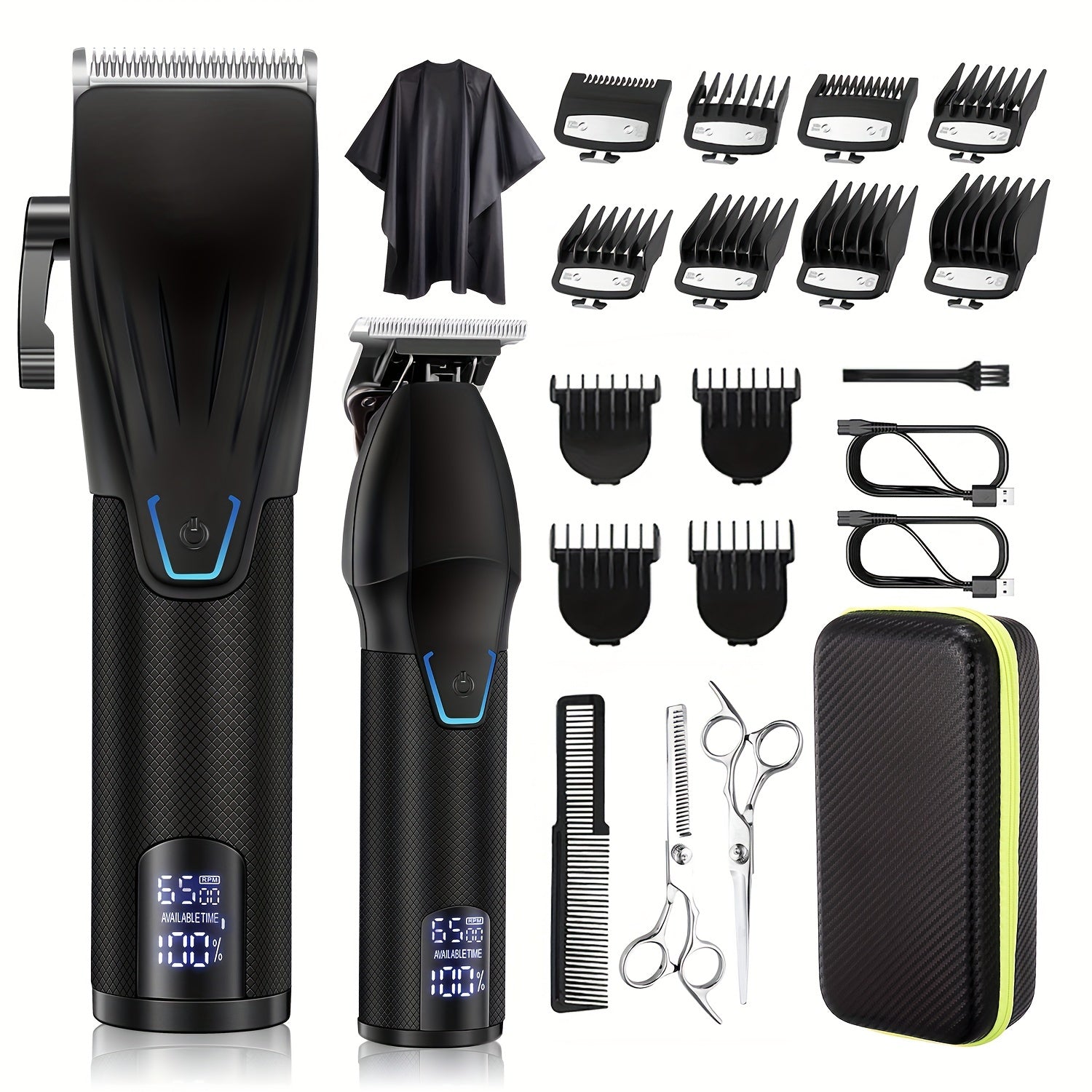 Cordless hair clipper and trimmer set with USB rechargeable Lithium battery for perfect cuts