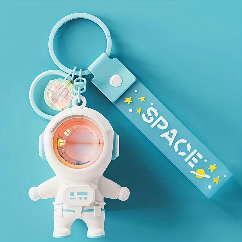 Space Astronaut Keychain for Car Keys Pendant with Sunset Light Woman Jewelry