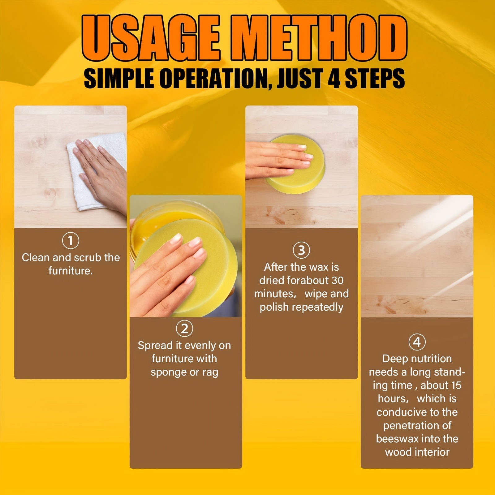 Limpiador de cera de abejas para cuidado de muebles de madera, removedor de manchas para suelos pulidos