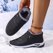 Women's Fleece-Lined Ankle Boots Lightweight Winter Hiking Shoes Black