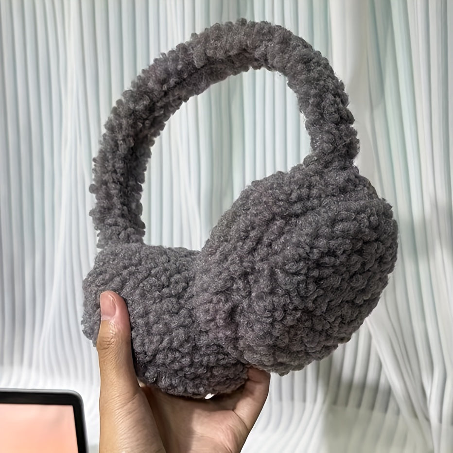 Fleece Ear Muffs Unisex Winter Ear Warmers Foldable Stretchable Knitted Fabric