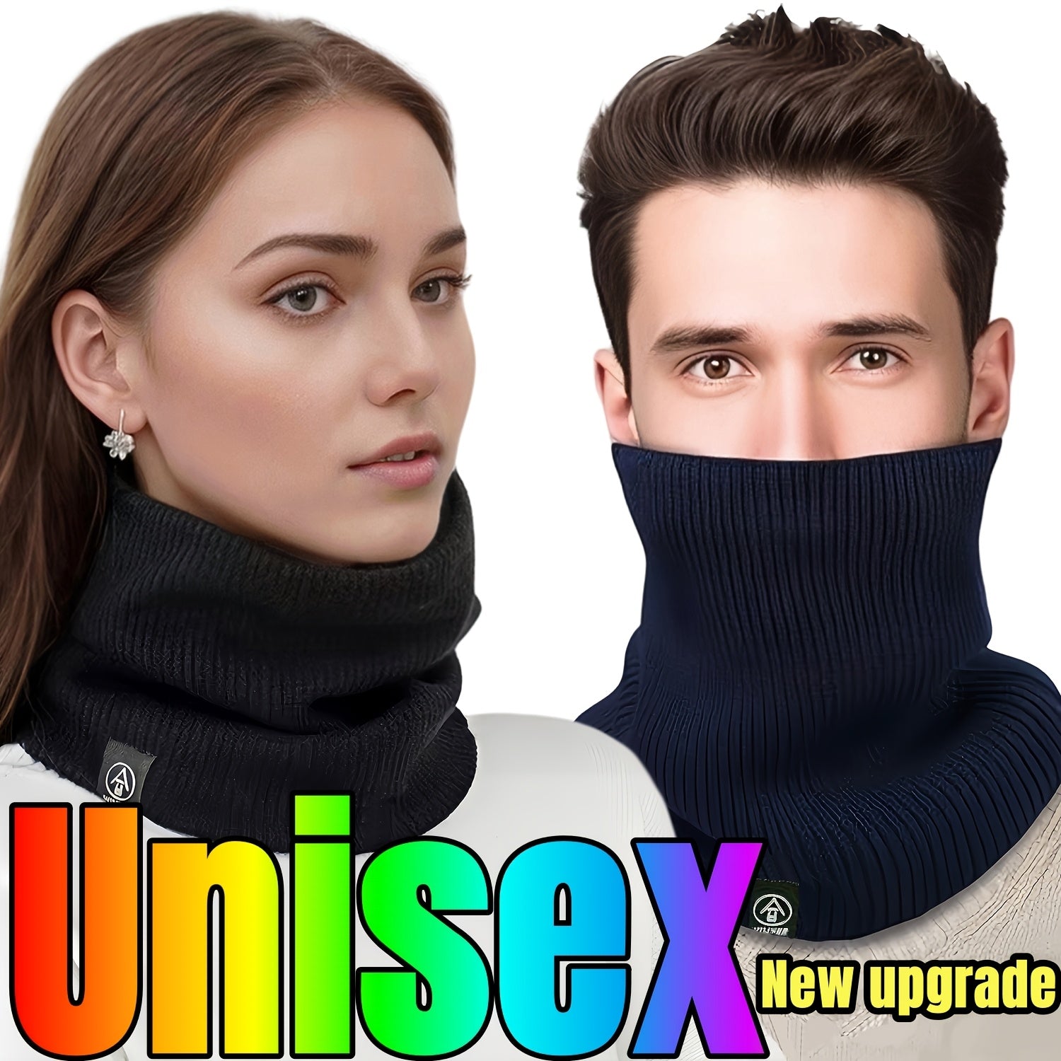 Men's Warm Velour Scarf and Face Shield Cold-Proof Neck Gaiter Winter Accessory