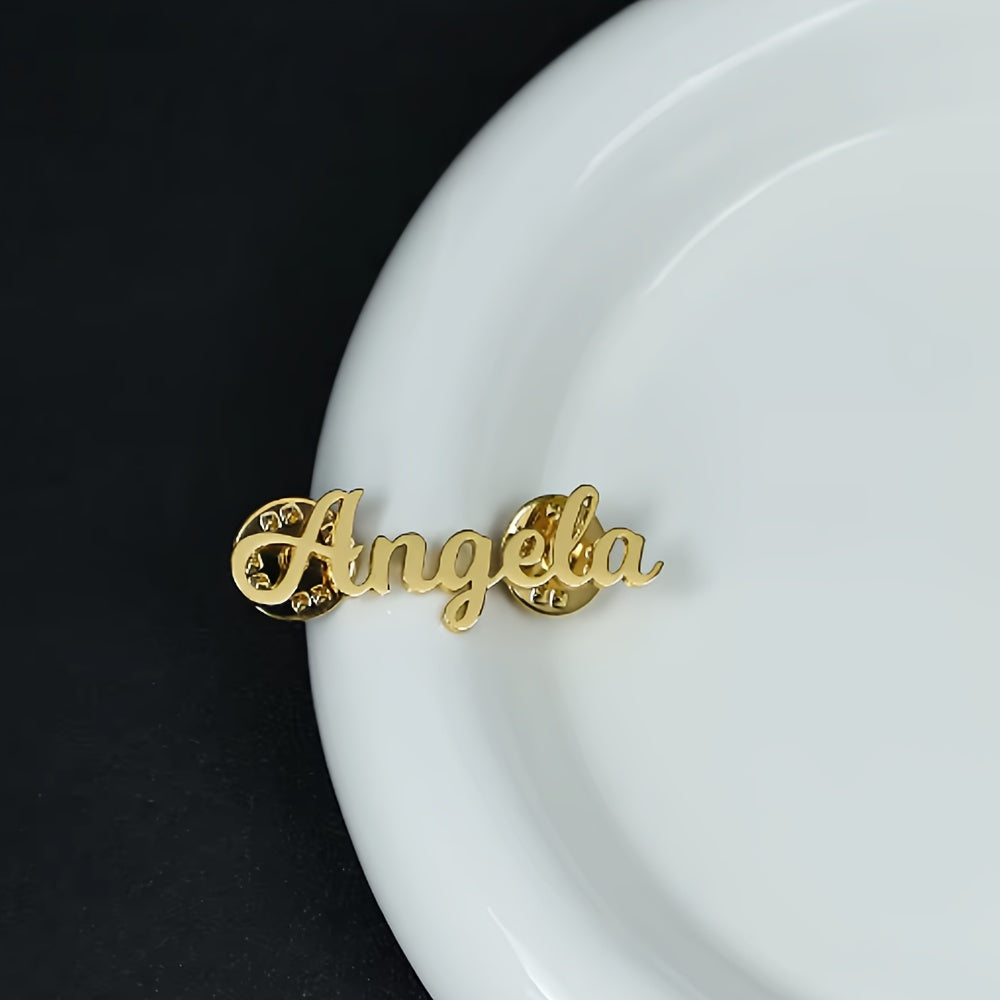 Personalized Handwritten Name Brooch Heart-Shaped Calligraphy Jewelry Gift