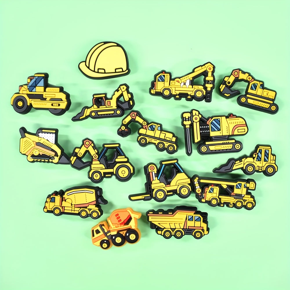 Unisex Plastic Crane Excavator Shoe Charms 15pcs DIY Garden Sandal Accessories