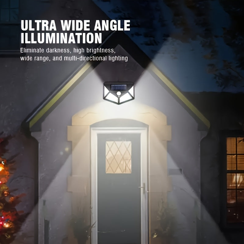 Outdoor Solar Lights 100 LED Motion Sensor Wall Sconce for Yard Garden Patio Fence