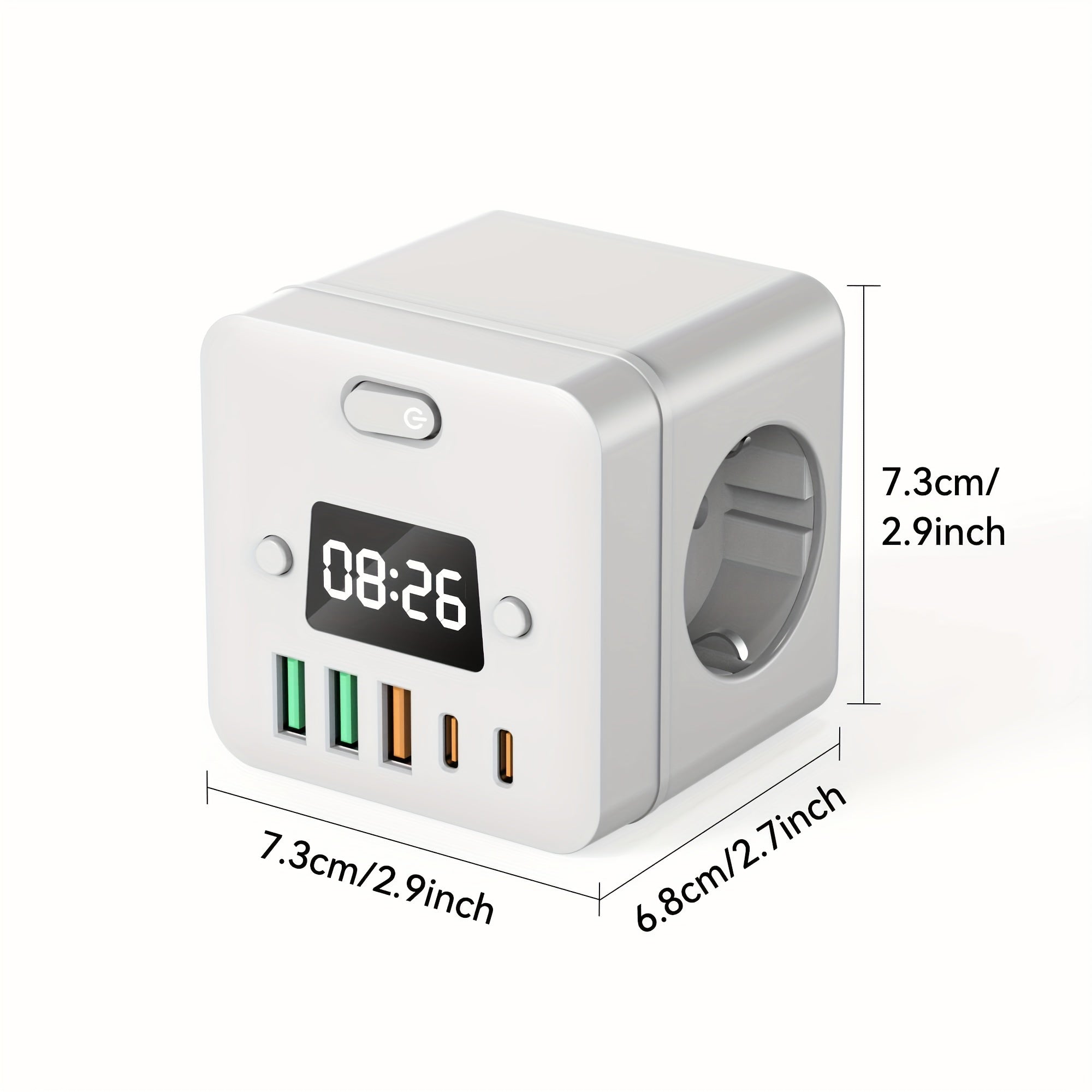 Advanced 9-in-1 Power Strip Surge Protector with USB-C and Clock for Home Office Travel
