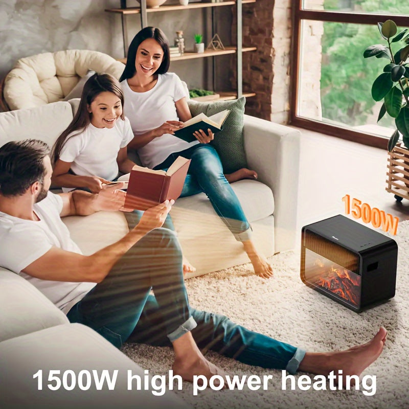 Electric Fireplace Heater 1500W 3D Flame Effect Remote Overheat Protection