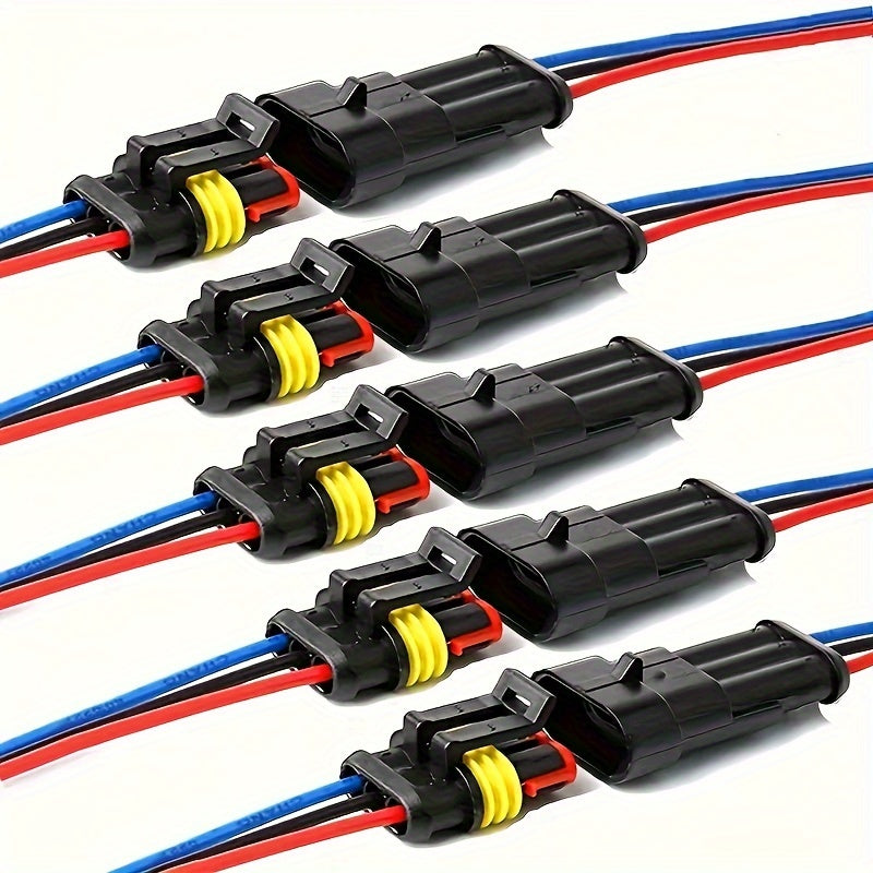 10Pcs/5 Sets 3Pin Electrical Wire Connectors Male Female Quick Disconnects for Automotive Marine