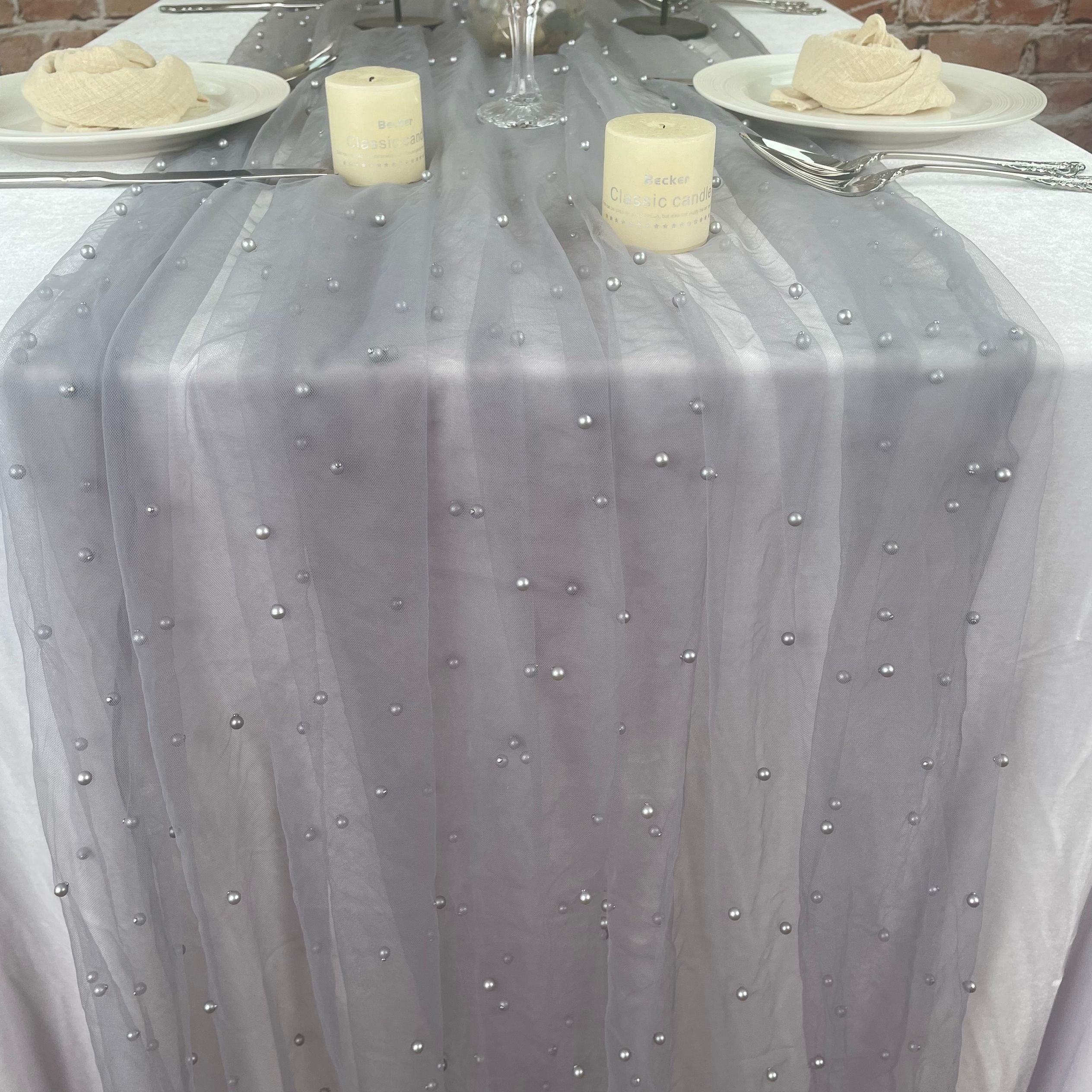 Mesh Chiffon Table Runner 32x78 Inches for Weddings Parties Events