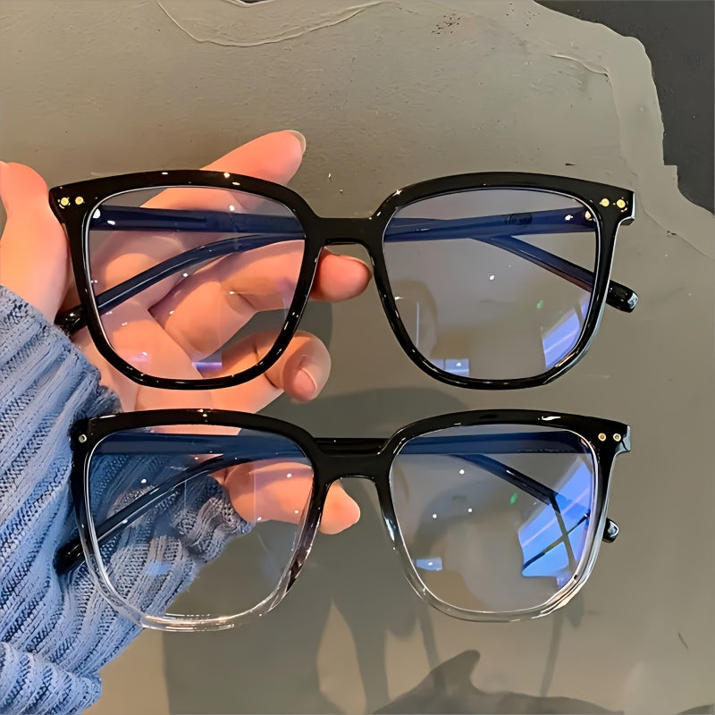 Uniseks kvadrat ramka shaffof linzali retro moda minimalistik ko‘zoynaklar to‘plami, ikkita yoki uchta