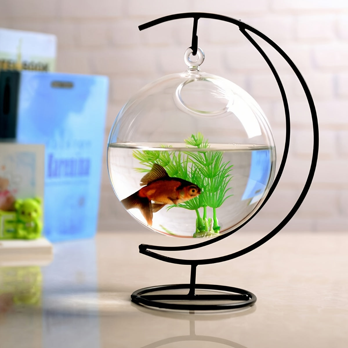 Round Glass Fish Tanks for Betta Fish and Home Decor Set of 2