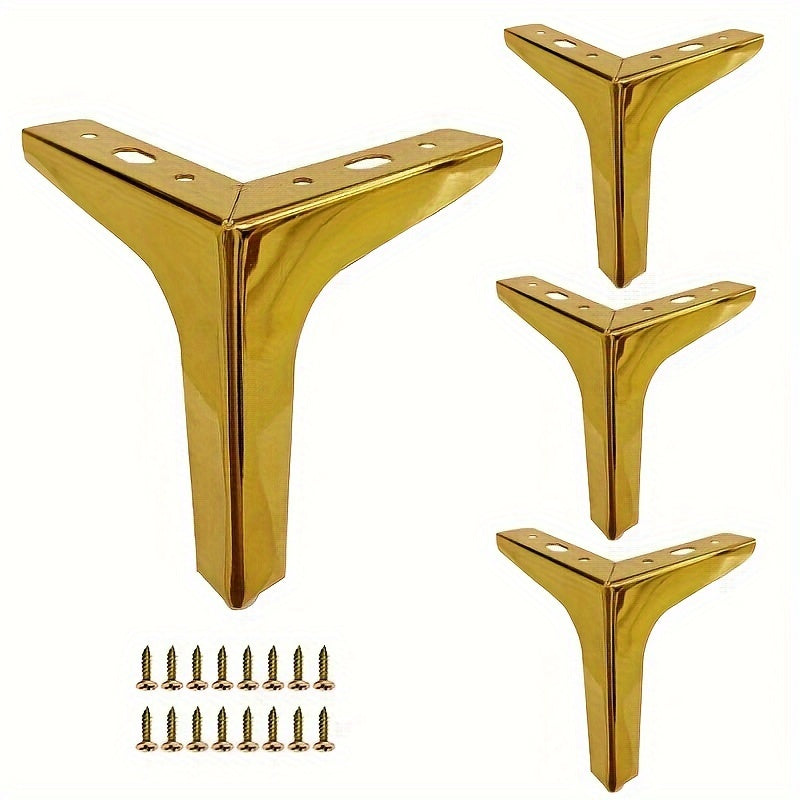 Set of 4 Modern Metal Furniture Legs in Black, Gold, Silver, 10cm or 13cm