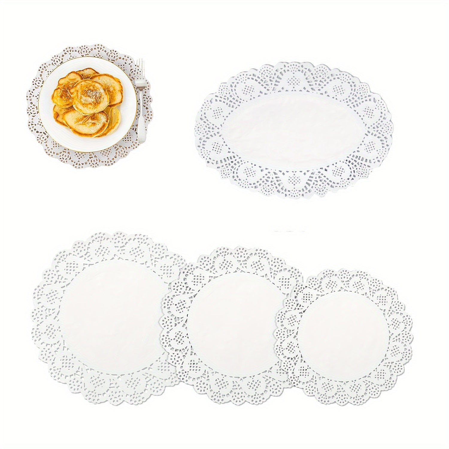 White Lace Paper Doilies Assorted Sizes for Desserts and Special Occasions