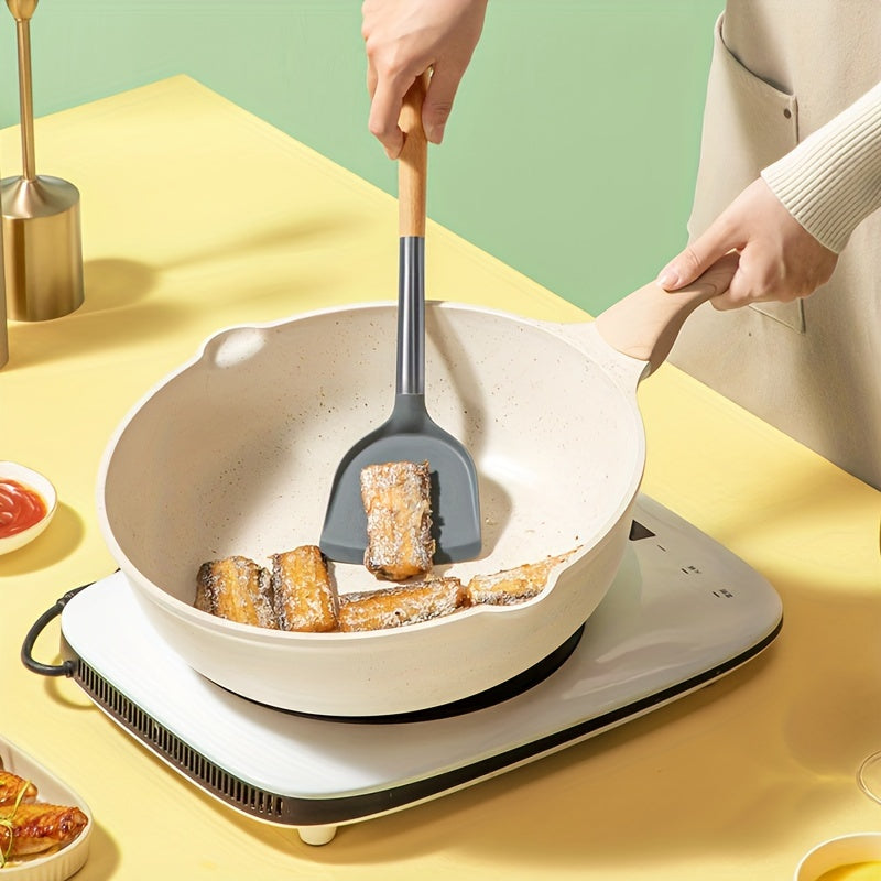 Сковорода Cooker King с антипригарным покрытием, со стеклянной крышкой, без PFOA, с термостойкой ручкой, керамическим покрытием, готовая для индукции, совместима со всеми плитами.