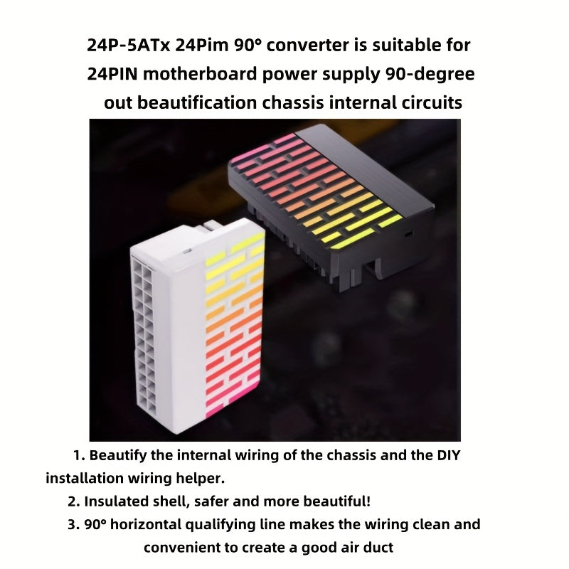 24-Pin ATX Power Supply Adapter 90-Degree Converter for PC Builds