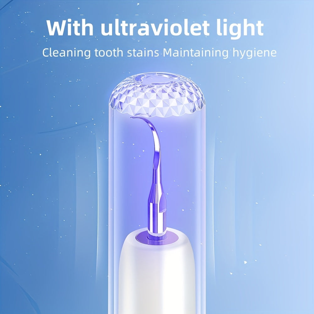 Kit de limpieza dental con luz LED, 5 modos, cabezales reemplazables, recargable